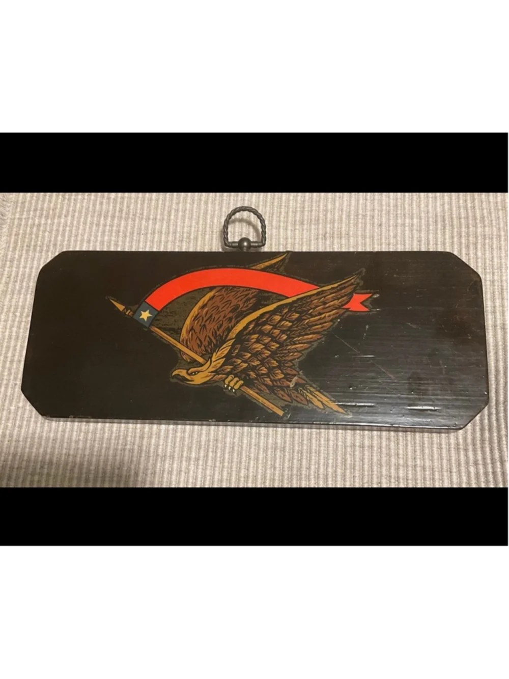 Vintage Patriotic Eagle Wooden Wall Plaque Americana Folk Art Decor